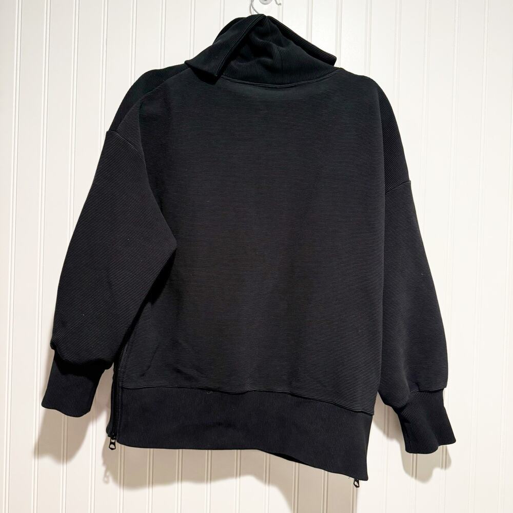 Varley Black Milton Cowl Neck Sweatshirt Side Zippers Size XS - Picture 6 of 6
